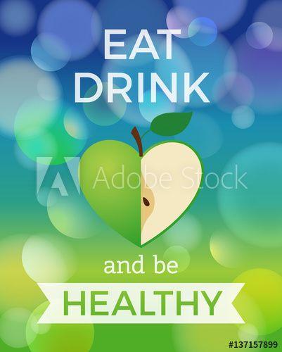 Heart Shaped Food and Drink Logo - Typography Eat drink and be healthy with heart shaped apple