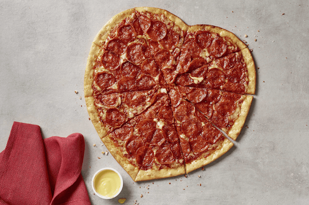 Heart Shaped Food and Drink Logo - Papa John's unveils heart shaped pizza and it's the perfect last