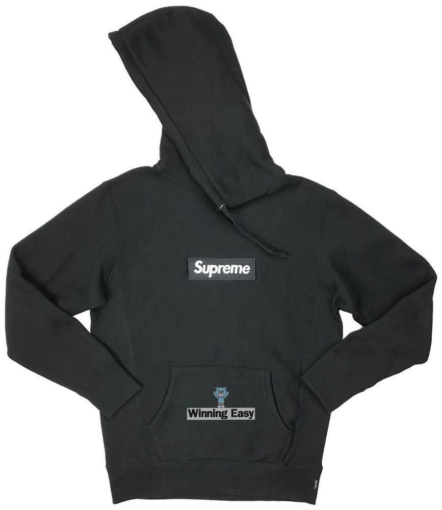 Black and White Box Logo - Supreme Black on White Box Logo Hoodie Sweatshirt FW16