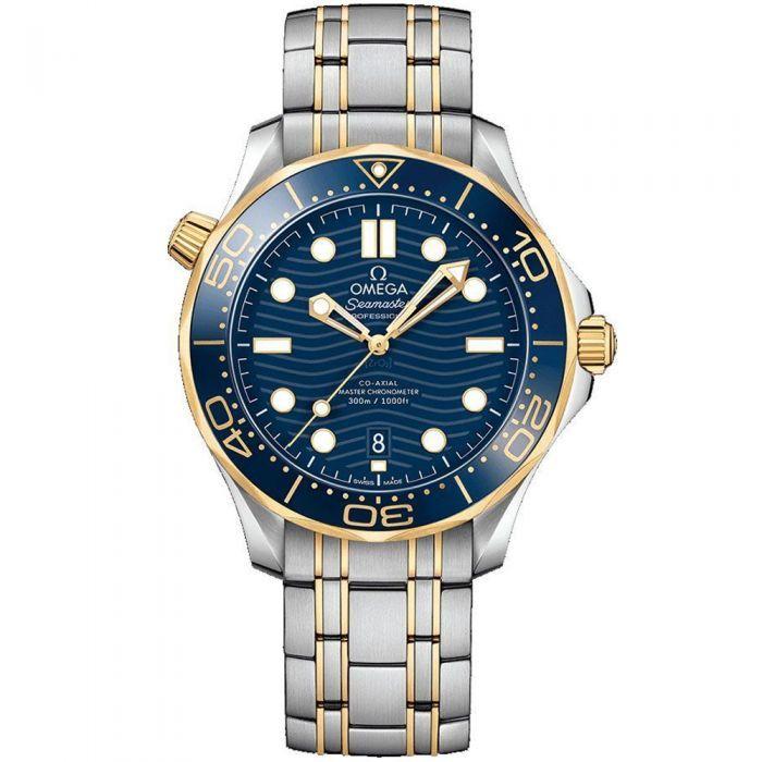 Yellow and Blue Circle Logo - Omega Seamaster 300m Steel and Yellow Blue Dial 21020422003001