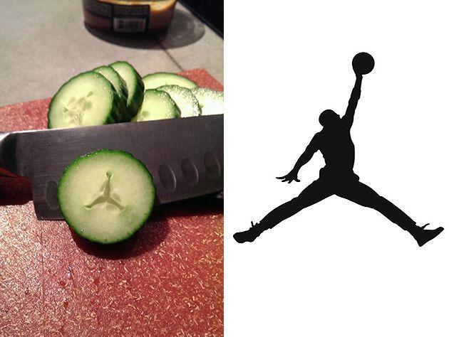Jordan Jumpman Logo - Man believes he saw Air Jordan Jumpman logo inside cucumber (Photo)
