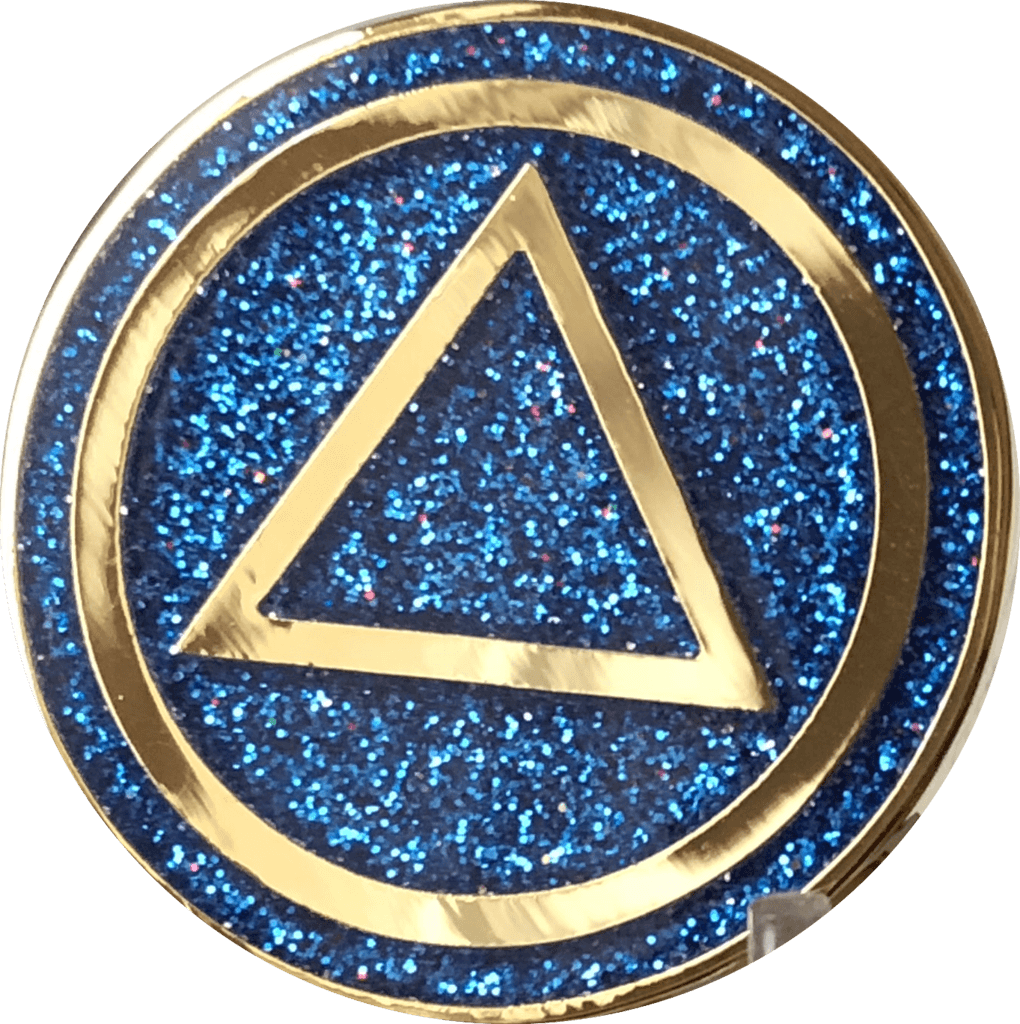 Gold and Blue Circle Logo - AA Circle Triangle Logo Reflex Blue Glitter Gold Plated Chip