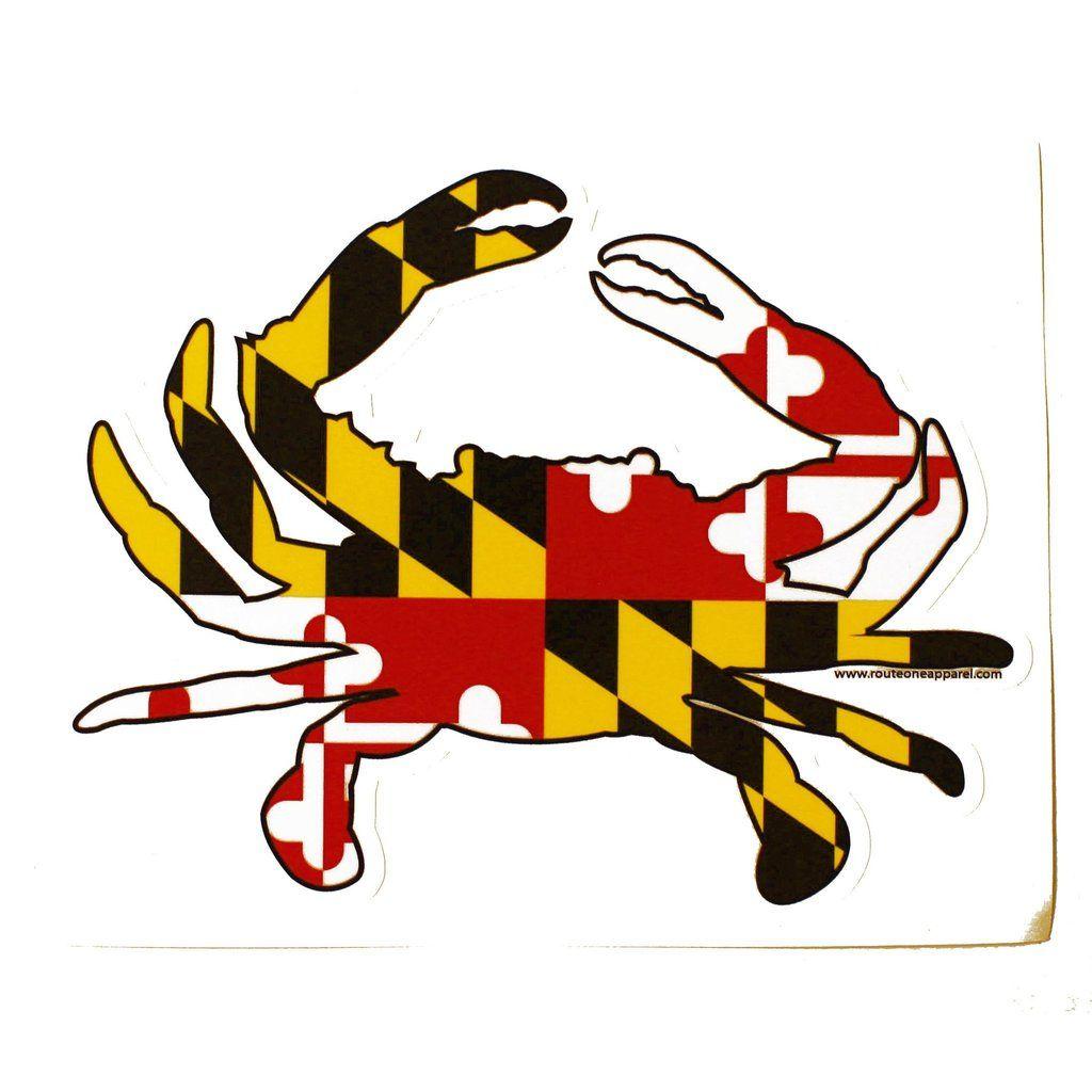 Maryland Crab Logo - Maryland Full Flag Crab Sticker