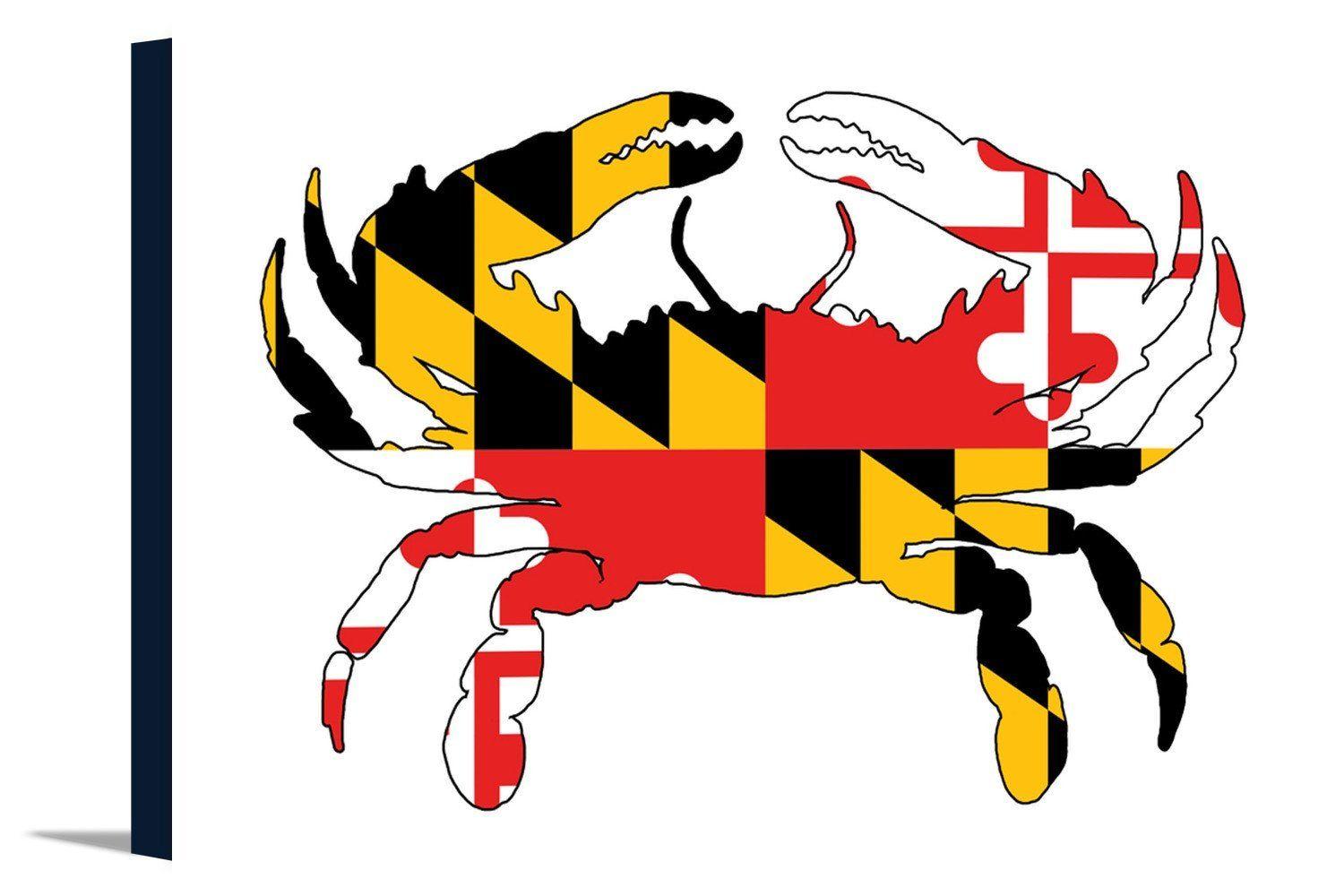 Maryland Crab Logo - Maryland - Crab Flag (white background) - Lantern Press Artwork ...