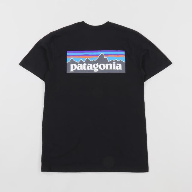 Large P Logo - Patagonia P-6 Logo Organic Cotton Responsibili-tee Black Crew Neck T ...