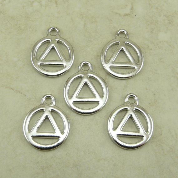 AA Triangle in Circle Logo - AA Recovery Serenity Symbol Charms TierraCast Triangle in | Etsy