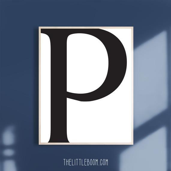 Large P Logo - p typography decor p instant download p download art large