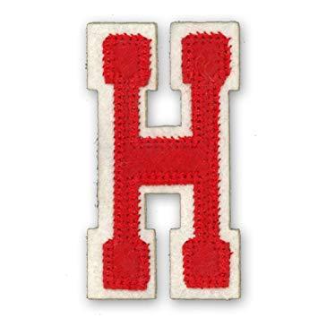 Red H College Logo - Alphabet varsity college style Letters iron on motif Red Letter H ...