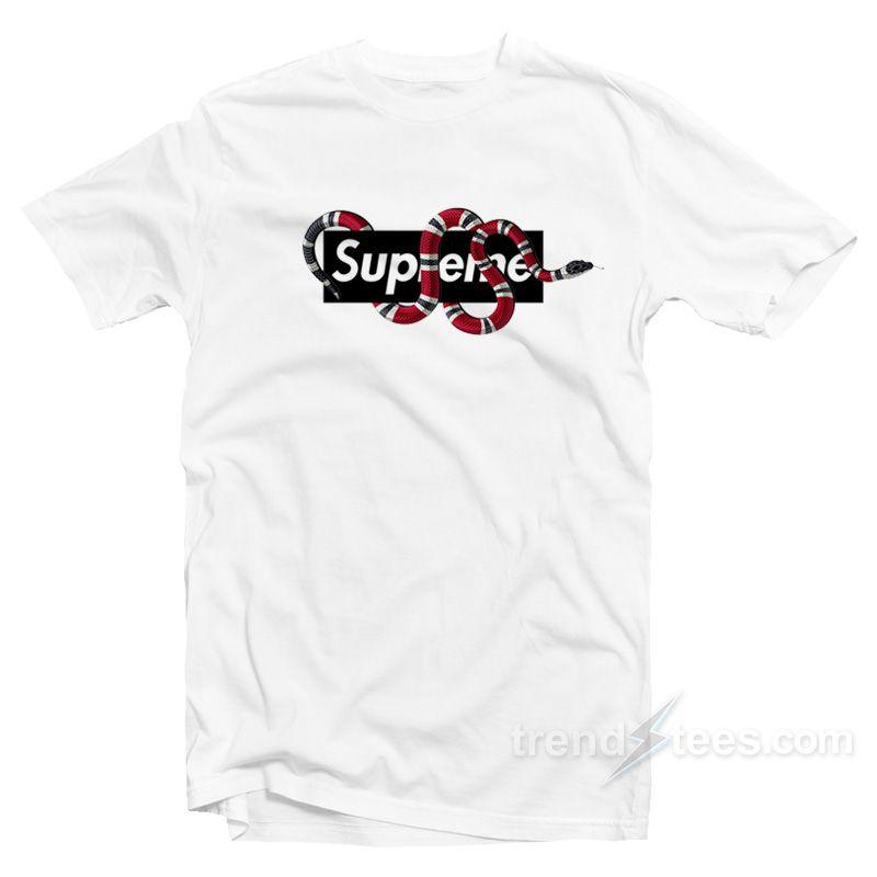 Supreme Gucci Snake Logo - SUPREME X GUCCI LOGO SNAKE T-shirt Cheap Trendy Clothing