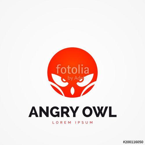 Owl in Circle Logo - Angry Red Owl Symbol In Circle. Vector Stock Image And Royalty Free