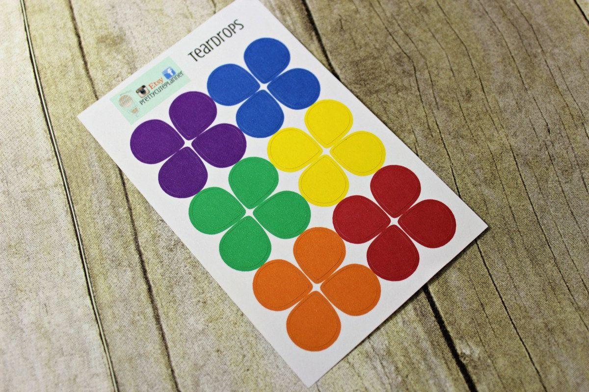 Rainbow Teardrop Logo - Rainbow Teardrop Planner stickers - Dewdrop Stickers - Use in Erin ...