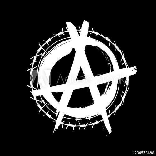 Wire Circle Logo - Anarchy hand drawn brush vector symbol. Anarchist revolution grunge