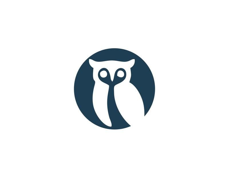 Owl in Circle Logo - simple negative space owl logo