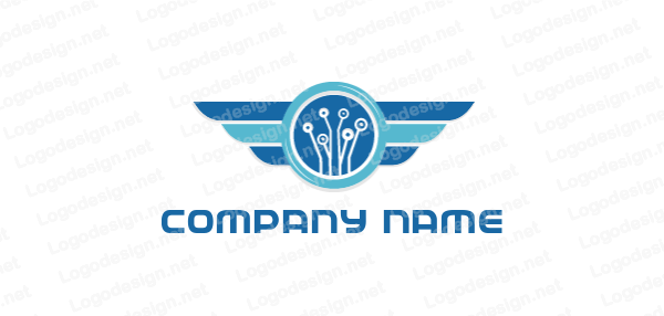 Wire Circle Logo - connecting circuit wire in circle with wings | Logo Template by ...