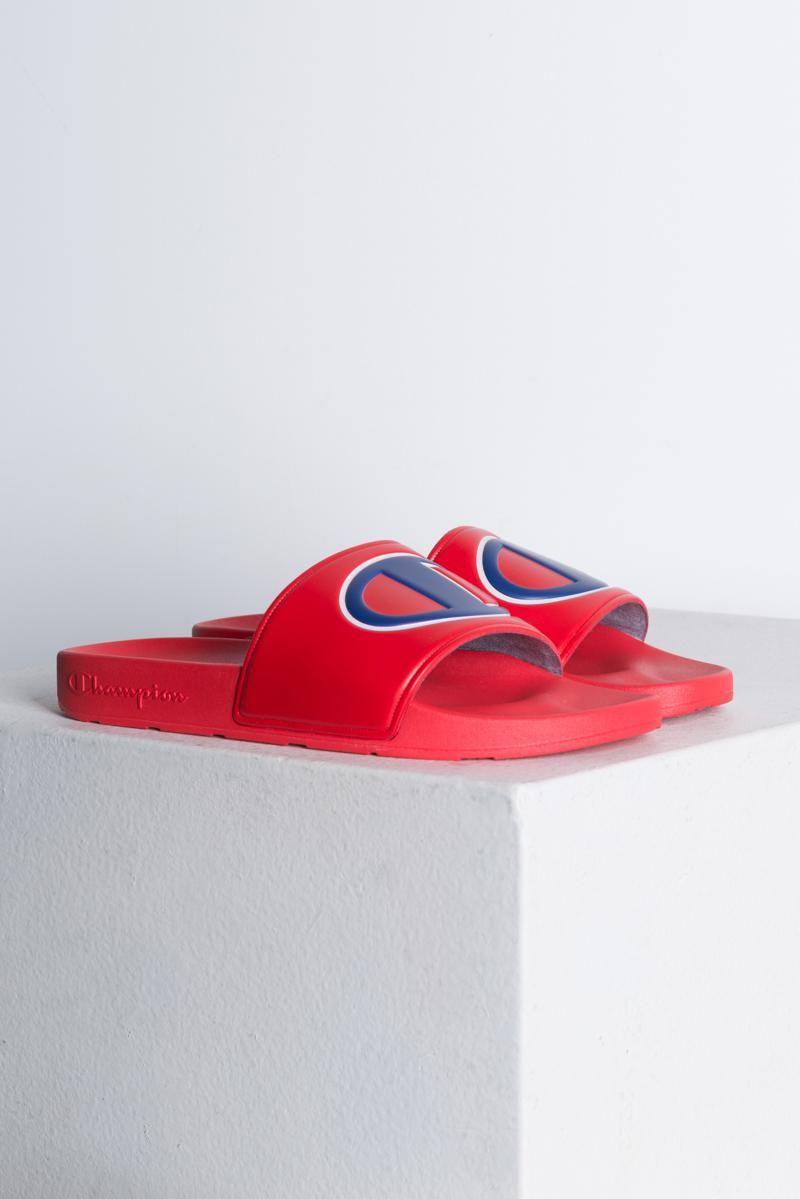 Big Red and Blue C Logo - Lyst - Champion Womens Ipo Big C Logo Slide Sandal in Red