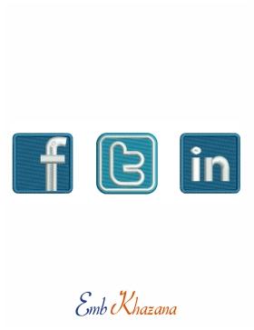 Facebook Twitter LinkedIn Logo - facebook twitter linkedin logos machine embroidery design pattern