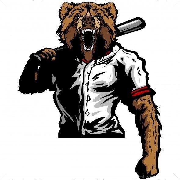 Bears Baseball Logo - Bear Baseball Player Clip Art - Vector Clipart Grizzly Bear