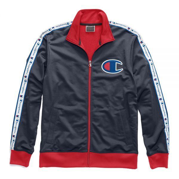 Big Red and Blue C Logo - Champion Men's Life Track Chain Stitch Big C Logo Jacket