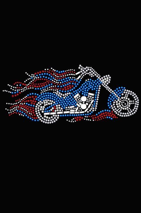 Big Red and Blue C Logo - Motorcycle - Large Red, White, & Blue with Flames - Women's T-shirt