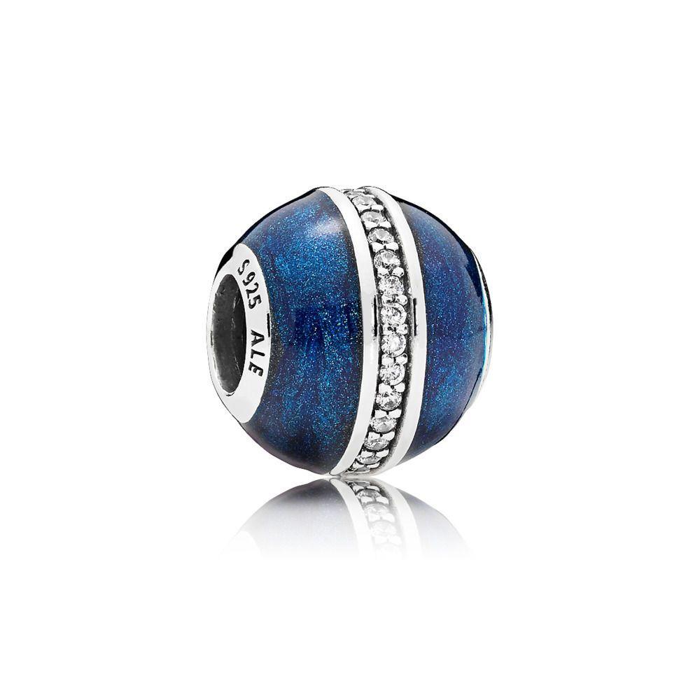 Blue and Silver Z Logo - Midnight Blue Orbit Charm, Sterling silver, Enamel, Blue, Cubic Z