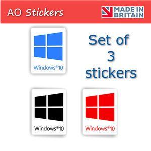 3 Blue Logo - Set of 3 (RED BLUE BLACK) windows 10 logo vinyl label sticker