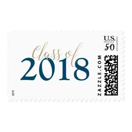 Gold White and Blue College Logo - Class of Graduation Blue Gold White Postage - college graduation ...