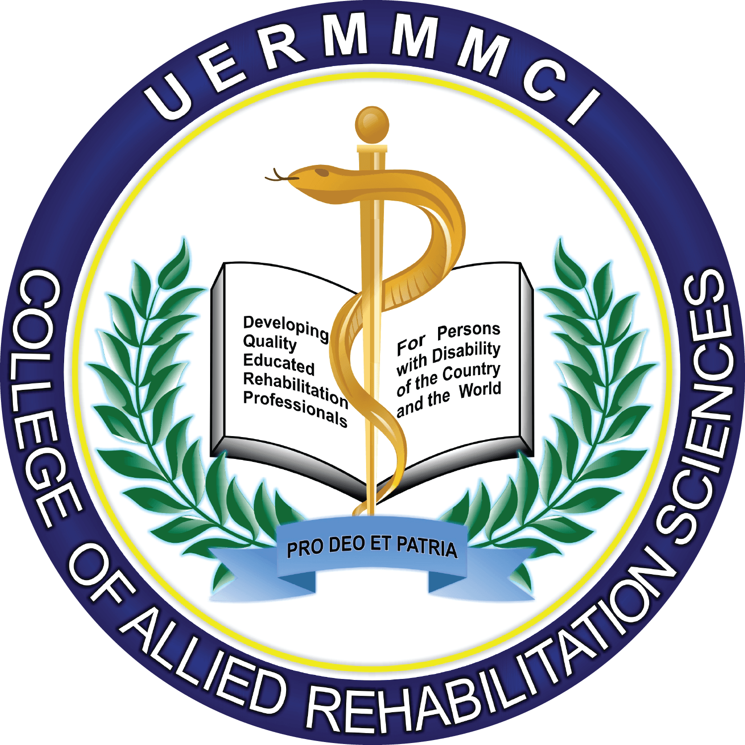 Gold White and Blue College Logo - UERMMMC