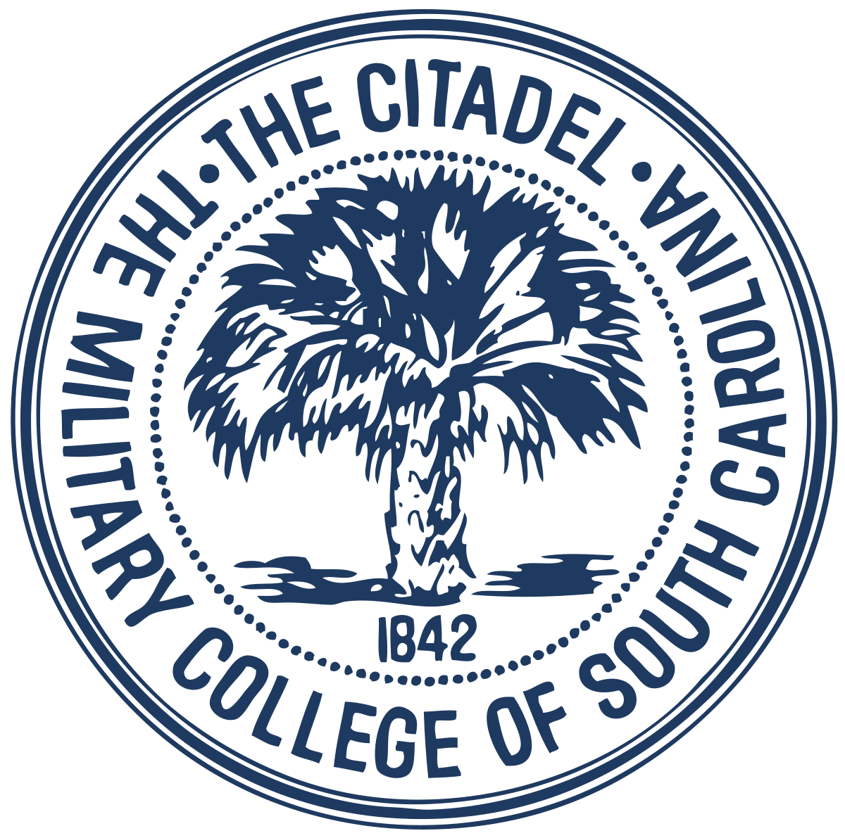 Gold White and Blue College Logo - The Citadel, The Military College of South Carolina