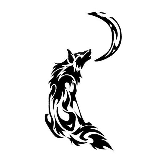 Tribal Flame Logo - 8.9*16.3CM Tribal Fire Flame Howling Moon Wolf Car Styling Decals ...