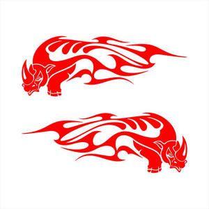 Tribal Flame Logo - Rhino Running Tribal Flame Setof2 Decal Stickers 13x4.7 | eBay