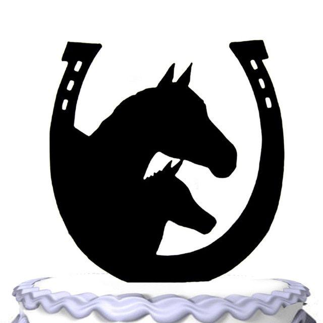 Horse and Horseshoe Logo - Meijiafei Wedding Cake Topper Horse and Horseshoe Silhouette -in ...