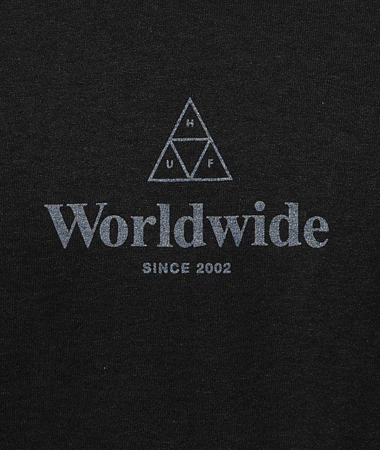 HUF Triangle Logo - HUF Triple Triangle Rose Black Long Sleeve T Shirt
