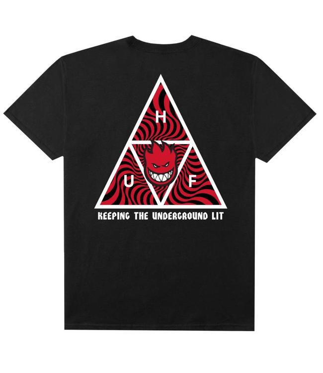 HUF Triangle Logo - HUF x Spitfire Triple Triangle T-Shirt - Black | TS00656 | MODA3 - MODA3
