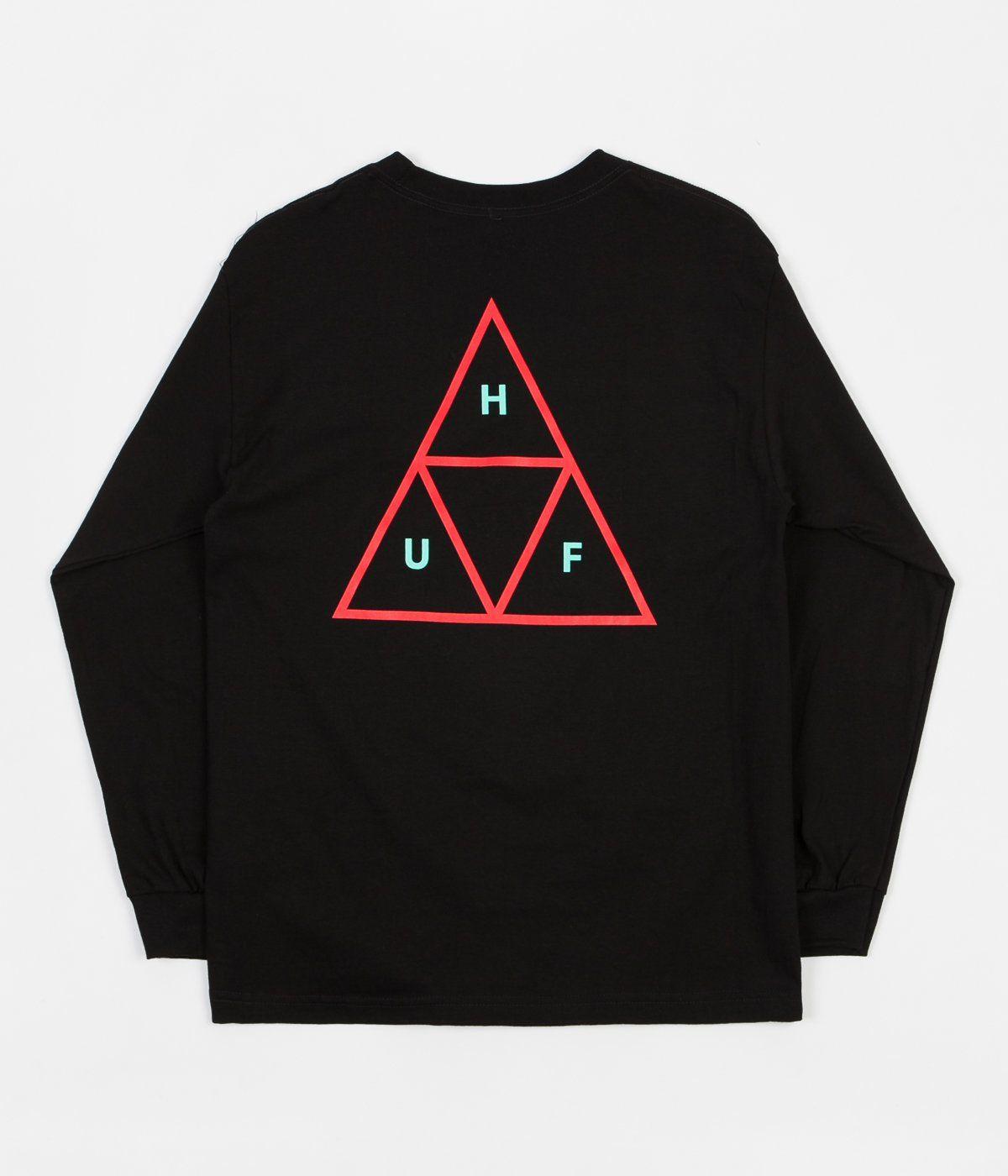 HUF Triangle Logo - HUF Triple Triangle Long Sleeve T-Shirt - Black | Flatspot