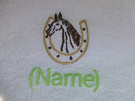 Horse and Horseshoe Logo - Face Cloth, Hand Towel, Bath Towel or Bath Sheet Personalised with ...