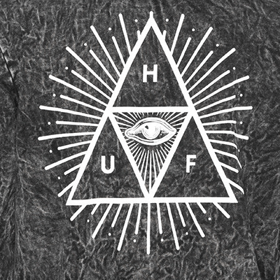 HUF Triangle Logo - Huf Third Eye Triangle Acid Wash in Black at Revert 95