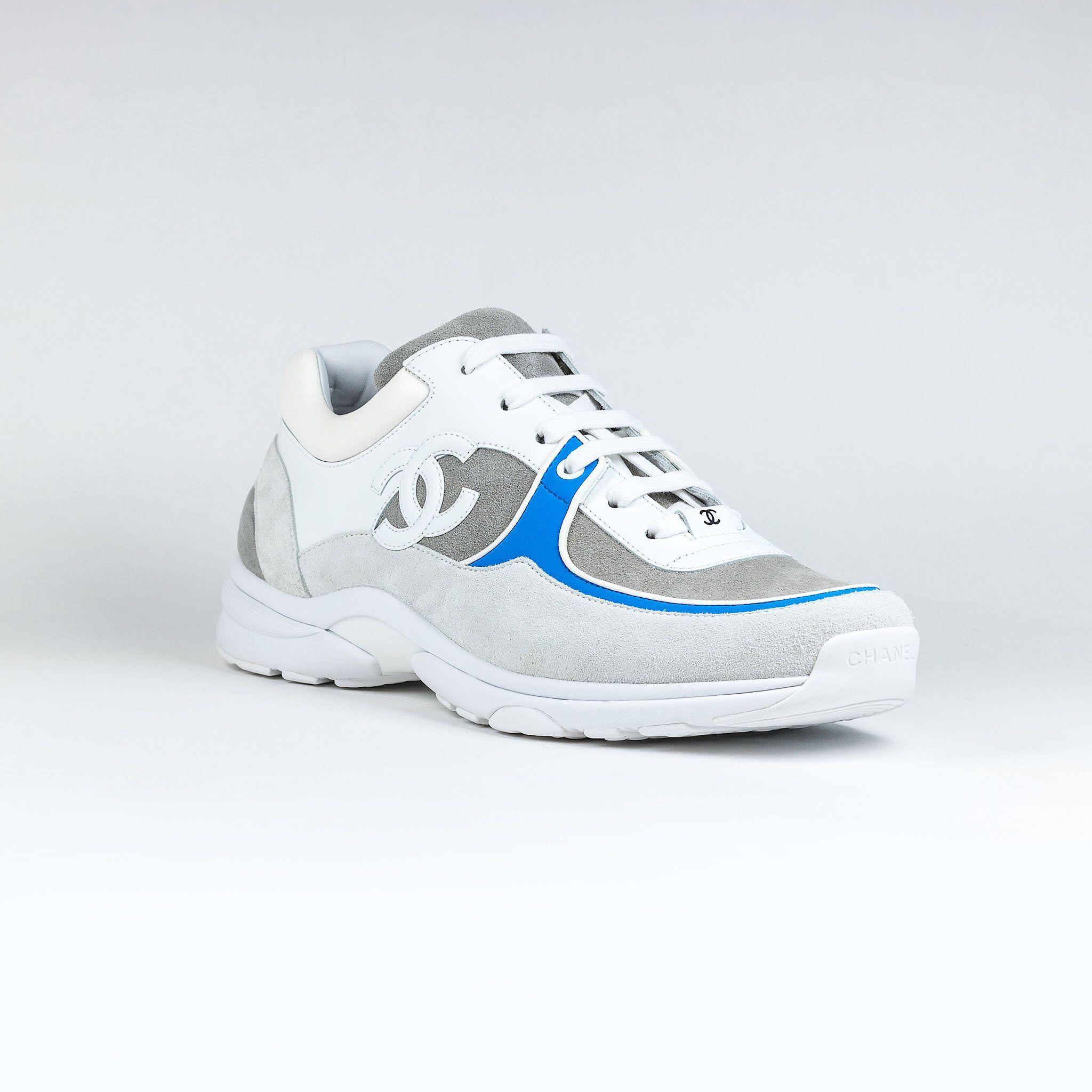 Chanel White CC Logo - Chanel CC Logo White Blue Sneaker – Crepslocker