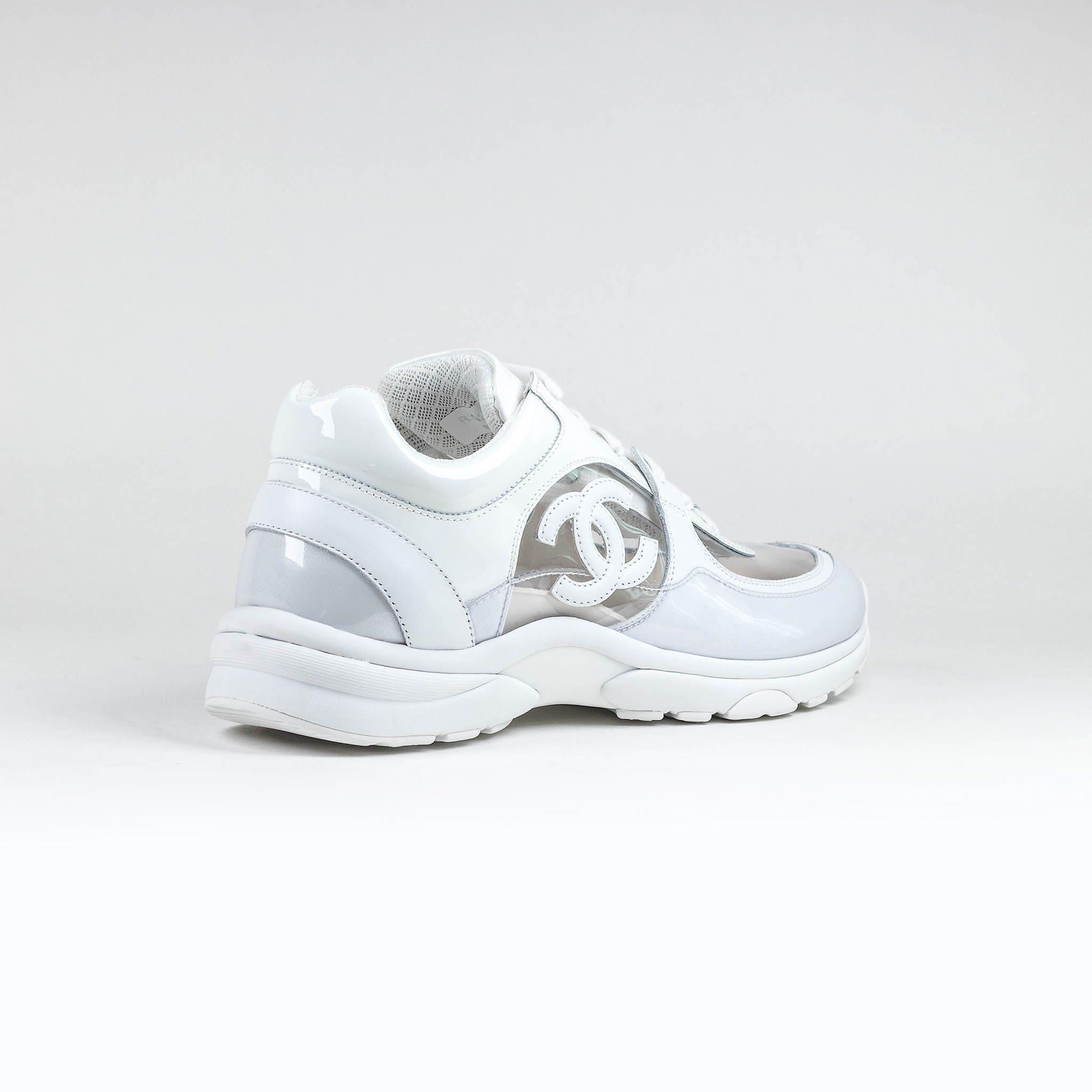CC and White Logo - Chanel CC Logo White Transparent Sneaker – Crepslocker