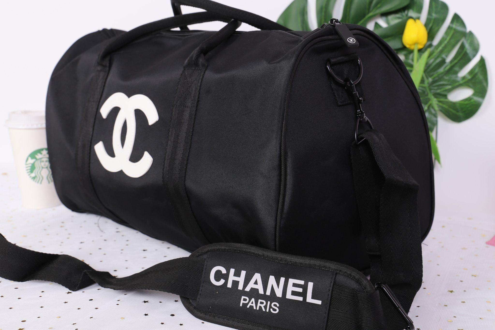 Chanel White CC Logo - Chanel White CC Logo Travel Gym Duffle Weekend Bag Large Vip Gift