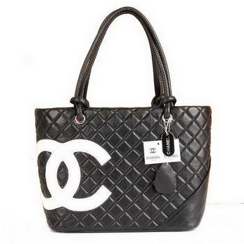 Chanel White CC Logo - Chanel Cambon 25169 Black-White Large Shoulder Bags,Chanel Cambon ...