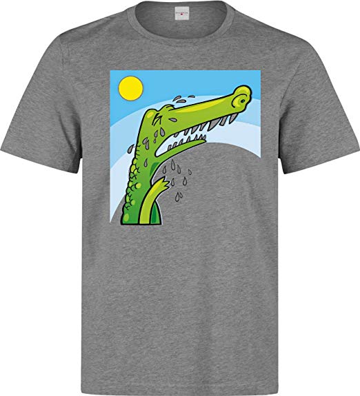 Alligator Shirt Logo - Crocodile tears funny cartoon logo Men's T shirt: Amazon.co.uk ...