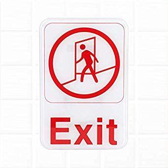 9 Red and White with Letters and Logo - Exit Sign - White and Red, 9 x 6-inches Fire Exit/Fire Safety Signs ...