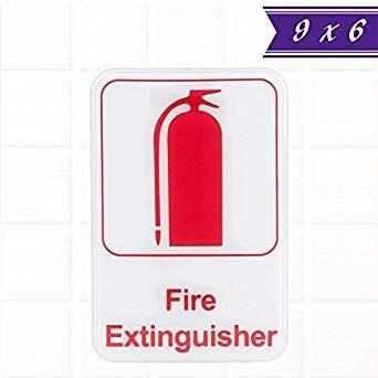 9 Red and White with Letters and Logo - Fire Extinguisher Sign And Red, 9 X 6 Inches Fire Exit