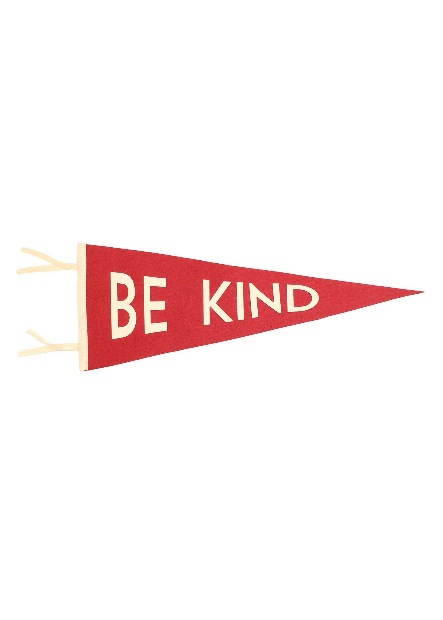 9 Red and White with Letters and Logo - Be Kind Pennant. Kindness, Charity, Giving. Red