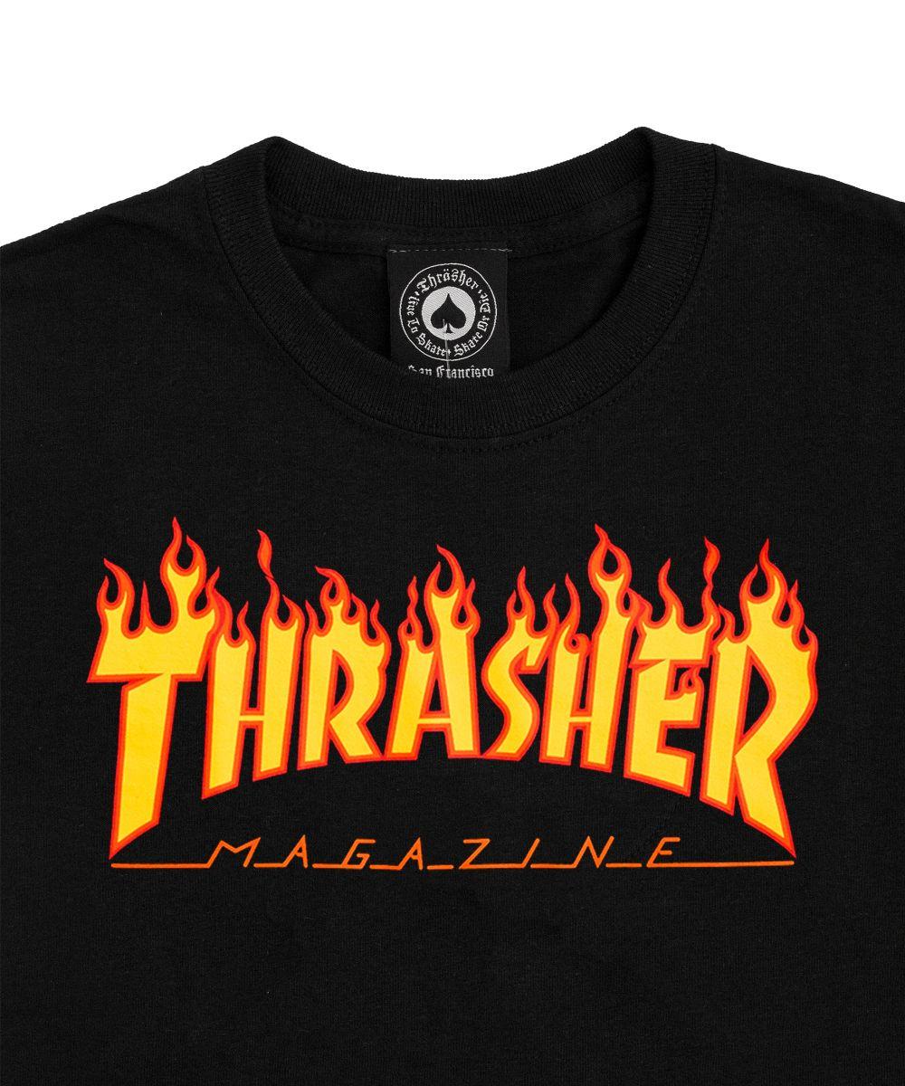 Thrasher Magazine Logo - Black Thrasher Flame Tee - WASTED PARIS