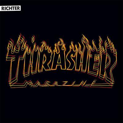 Thrasher Magazine Logo - Thrasher Magazine Richter Flame Logo Tee - Black Sheep Skate Shop