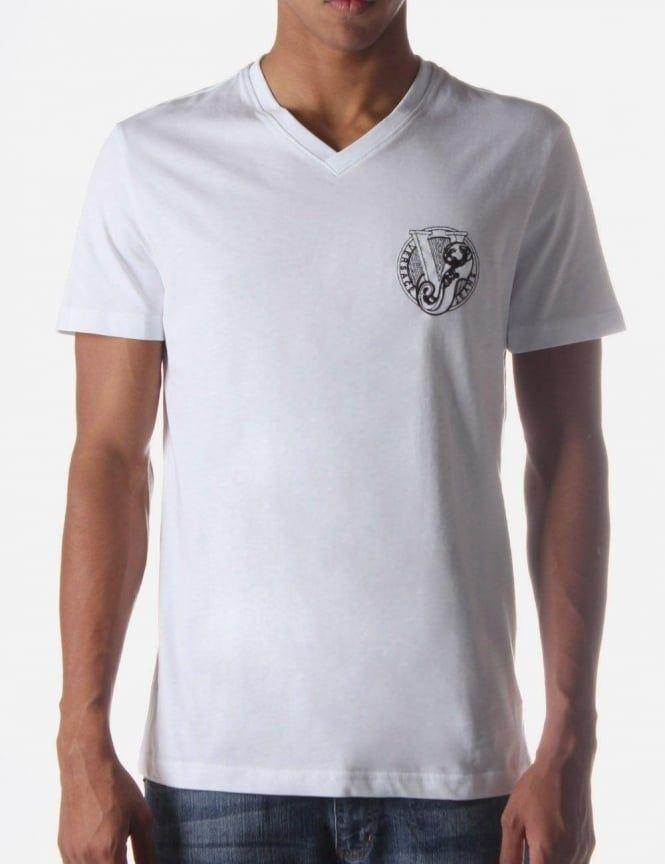 Shirt with Lion Logo - Versace Jeans Lion Logo Men's T-Shirt White