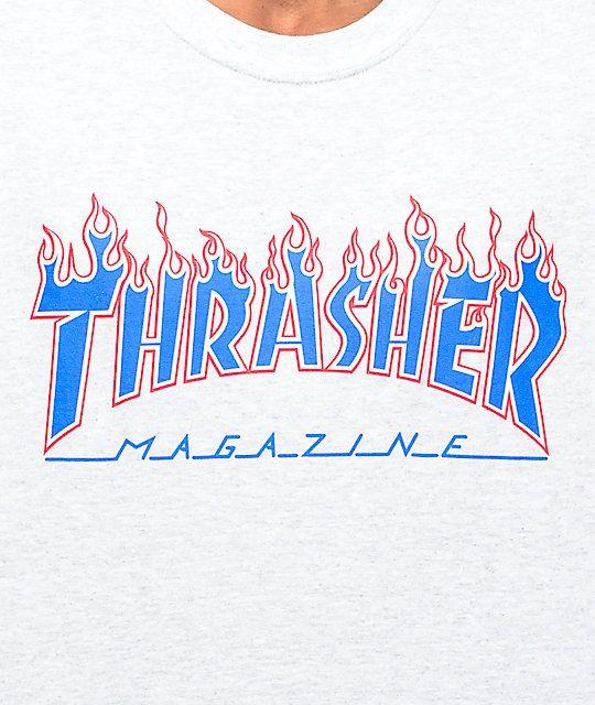 Thrasher Magazine Logo - Thrasher Magazine Patriot Flame Ash Grey T-Shirt | Zumiez