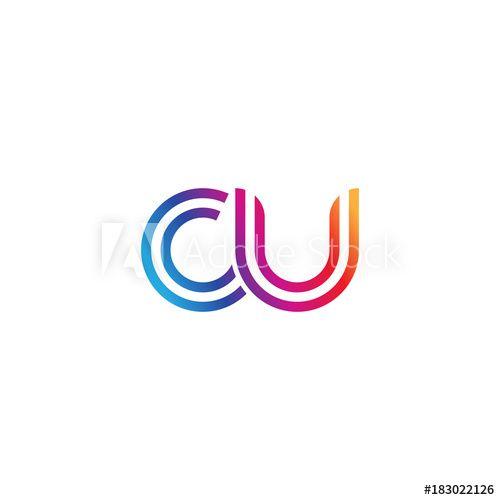 Cu Logo - Initial lowercase letter cu, linked outline rounded logo, colorful ...