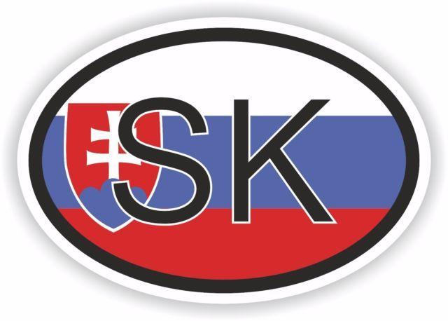 Red Oval Auto Logo - Oval Flag With SK Slovakia Country Code Sticker Car Motocycle Auto